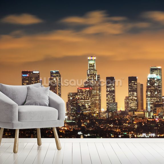 Los Angeles Skyline Sunset Wallpaper Mural Wallsauce Nz