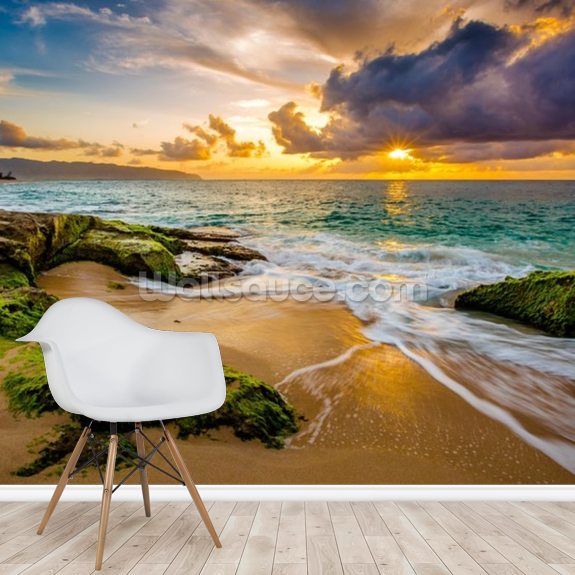 A beautiful Hawaiian Sunset Wallpaper Mural | Wallsauce UK