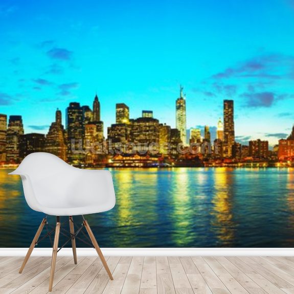 New York Cityscape At Sunset Wallpaper Mural Wallsauce Us