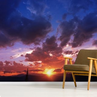 Sunset Over Wheat Field Wallpaper Mural | Wallsauce UK