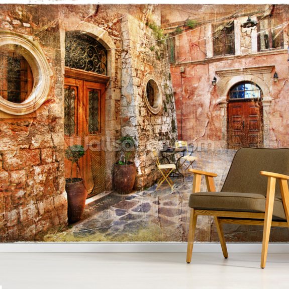 Old Greek Village Streets Wallpaper Mural | Wallsauce UK