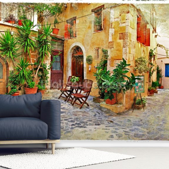 Chania,Crete- old charming streets Wallpaper Mural | Wallsauce UK