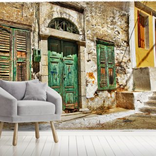 Tuscan Old Town Street Wallpaper Mural | Wallsauce CA