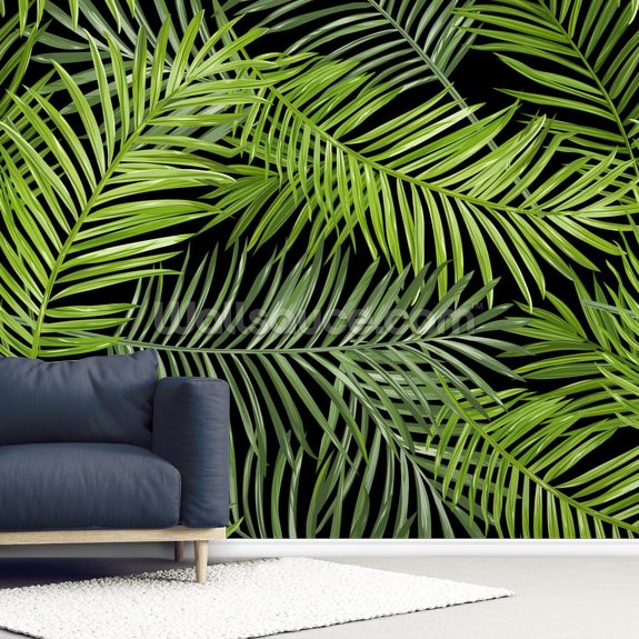 Tropical Palm Leaves Pattern Wallpaper Mural | Wallsauce EU