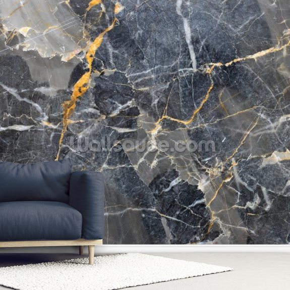 Grey with Gold Marble Texture Wallpaper | Wallsauce US