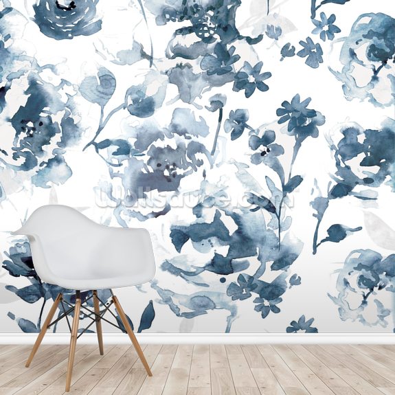 Indigo Garden Wallpaper Mural | Wallsauce UK