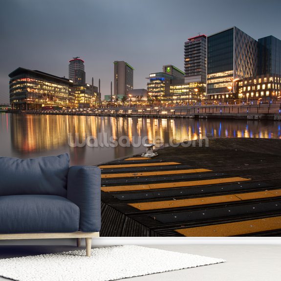 Media City Lights Wall Mural | Wallsauce EU