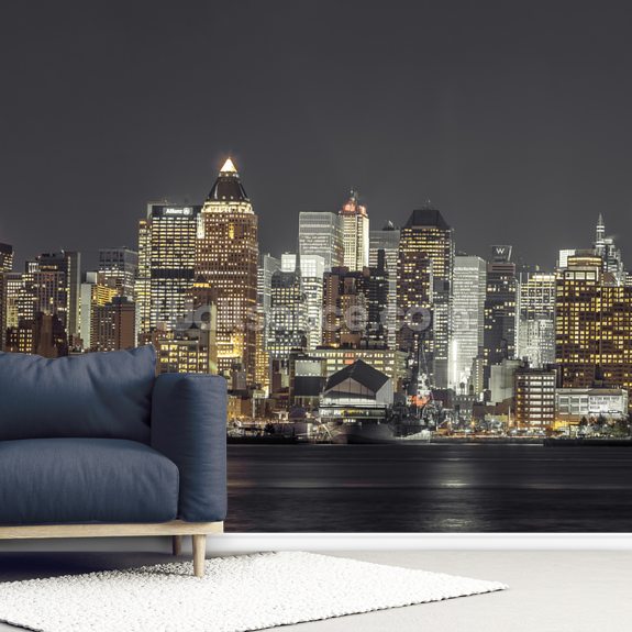 New York Skyscraper Panoramic Wall Mural | Wallsauce US : A incredible photo depicting a beautiful scenery. The colors are bold and mix ideally. The arrangement looks wonderful, and the features are extremely clear.