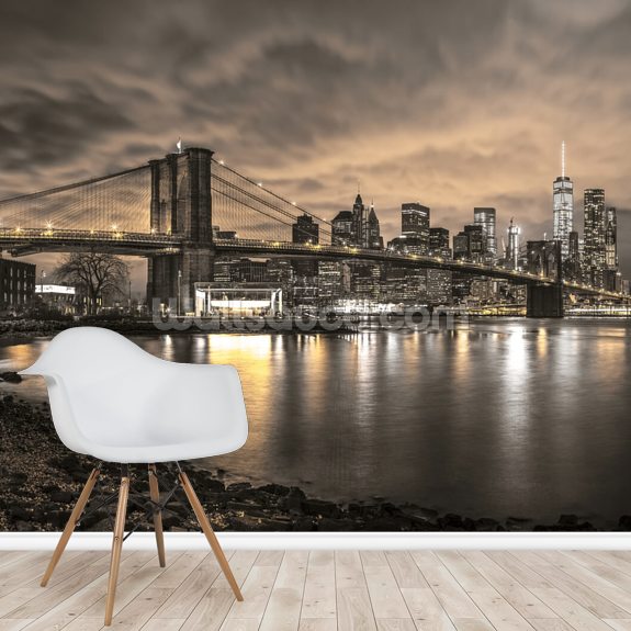 Brooklyn Bridge and Manhattan Skyline Wall Mural | Wallsauce UK