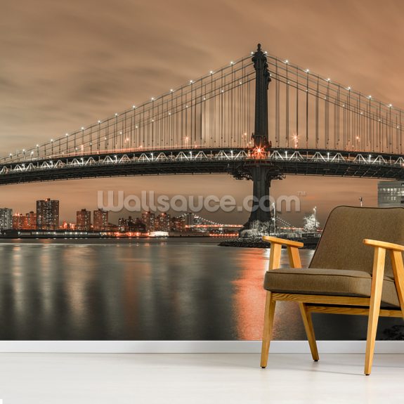 Manhattan Bridge And Nyc Orange Skyline Wallpaper Wallsauce Nz