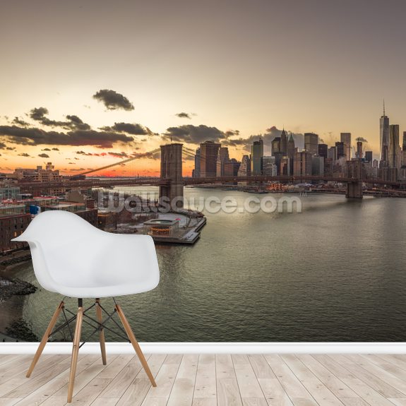 Beautiful New York Sunset Wall Mural Wallsauce Us