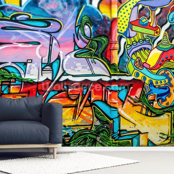 Graffitis Aux Couleurs Vives Sur Murs Et Gouttieres Wallsauce Au