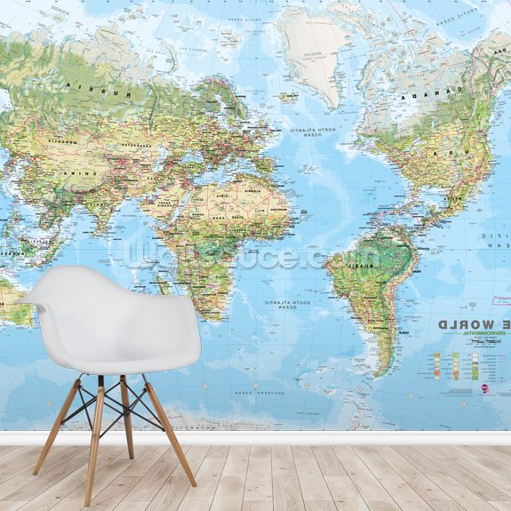 World Environmental Map Wall Mural | Wallsauce UK