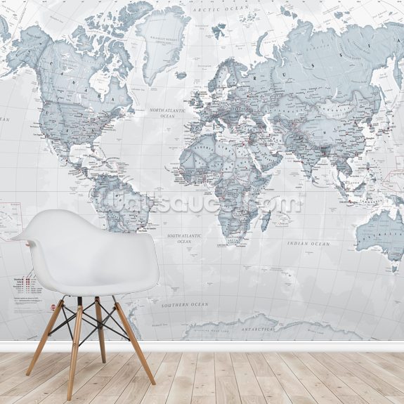 World Political Teal Wall Mural | Wallsauce US