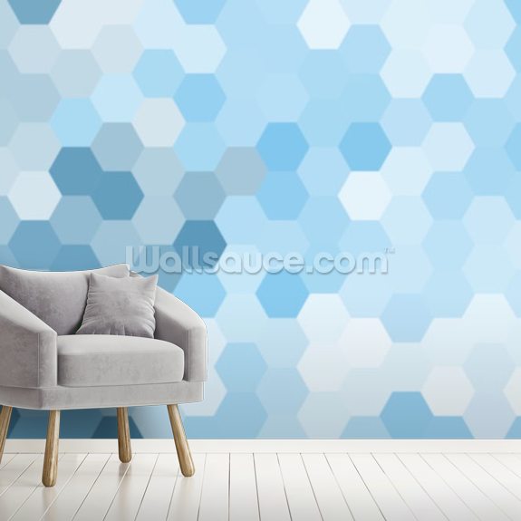Pastel Blue Hexagon Wallpaper Murals