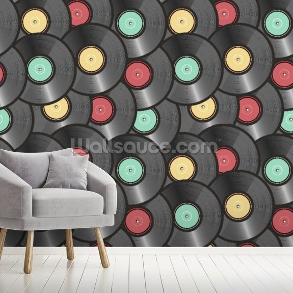 Vinyl Records Wallpaper Mural | Wallsauce US