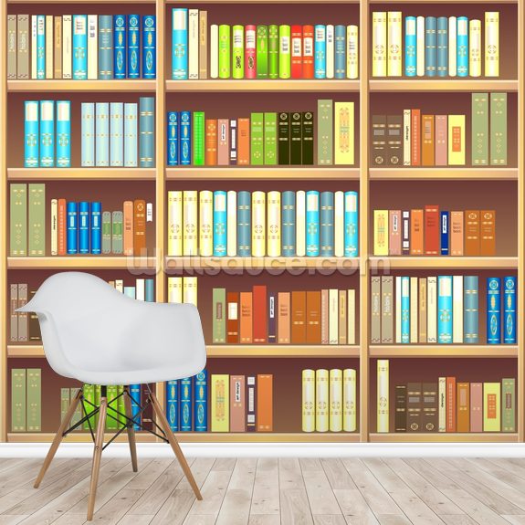 Colourful Bookcase Wallpaper Mural Wallsauce UK