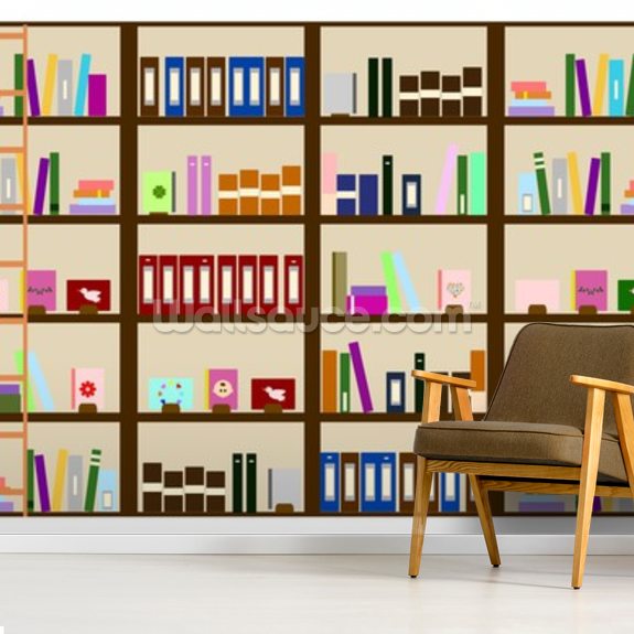 Modern Bookcase Illustration Wallpaper Mural Wallsauce Au