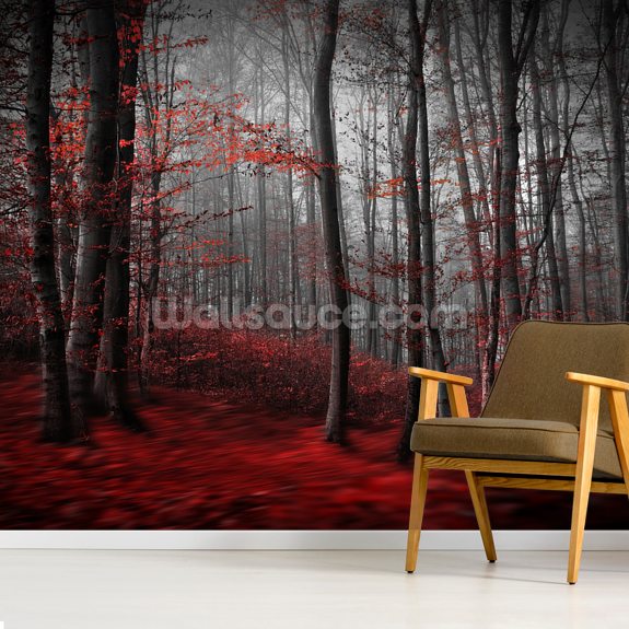 Red Carpet Forest Wall Mural | Wallsauce CA