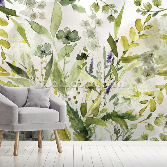 Olive Green Plants Wallpaper by Carol Robinson | Wallsauce UK