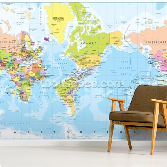 Colourful Map Wallpaper | Wallsauce UK