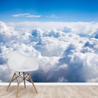 White Clouds On Blue Sky Background Close Up Cumulus Clouds High In Azure Skies Beautiful Aerial Cloudscape View From Above Sunny Heaven Landscape Bright Cloudy Sky View From Airplane Copy Space