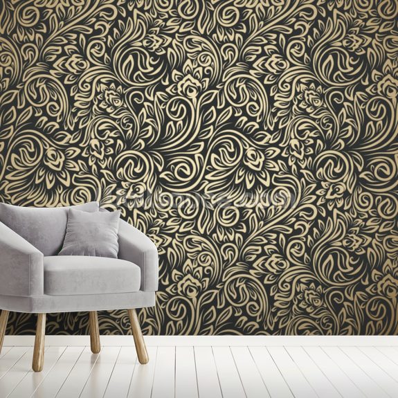 Vintage Curls Wallpaper Mural Wallsauce Us