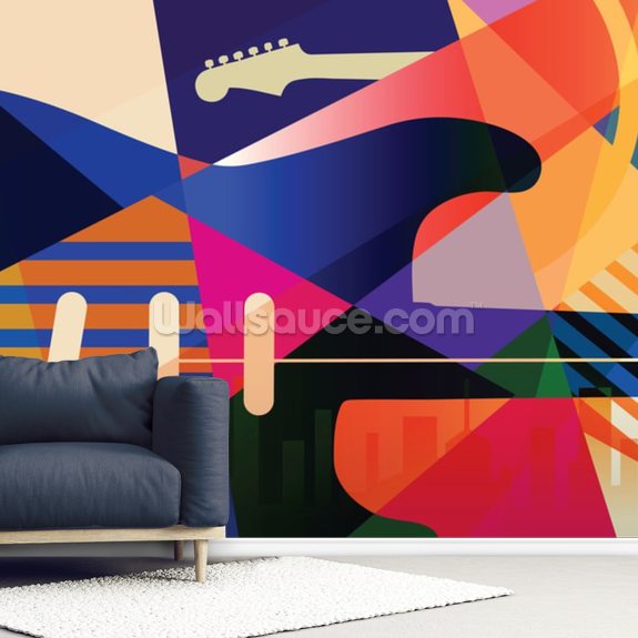 Colourful Abstract Guitars Wall Mural Wallsauce Nz