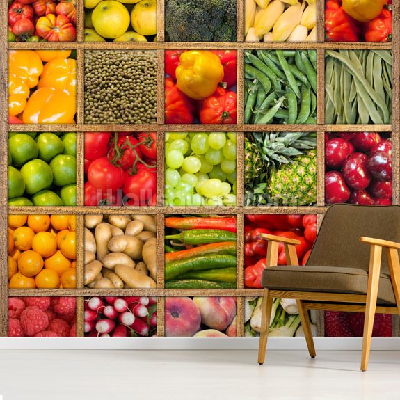  Fruit and Vegetable Collection Wallpaper Mural Wallsauce CA