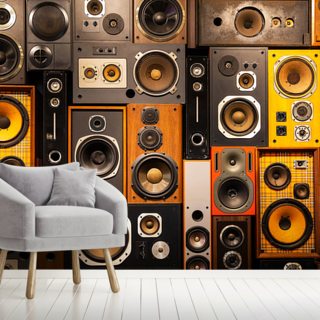 Retro Vintage Sound Speakers Wallpaper Wallsauce Nz