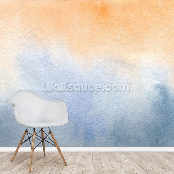 Pale Ochre And Blue Watercolour Wall Mural Wallsauce Us