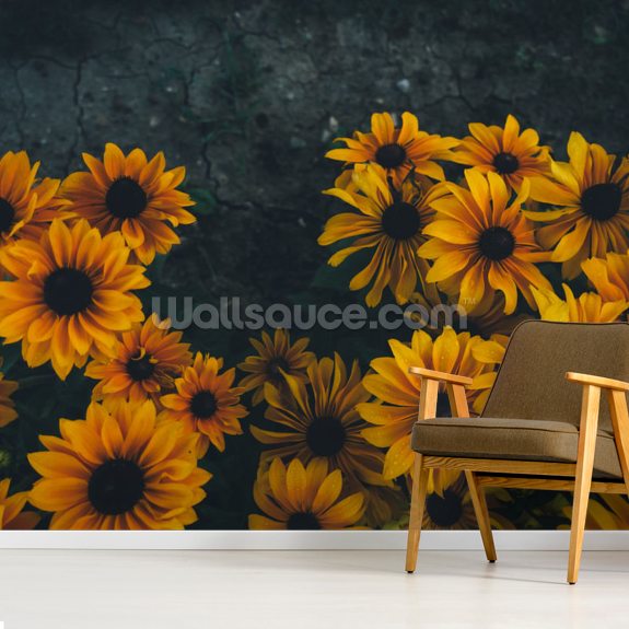 yellow flowers blooming wall mural wallsauce us yellow flowers blooming