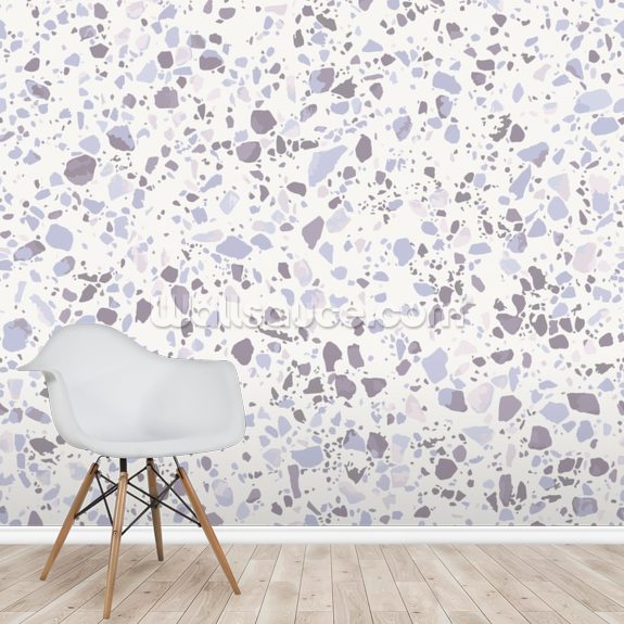 Tinten Blauw Terrazzo Behang Wallsauce NL