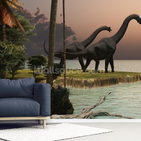 Brachiosaurus Sunset Bakgrund Wallsauce Se