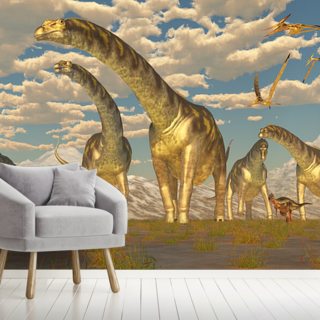 Argentinosaurus Herd Migration Wall Mural Wallsauce Fi