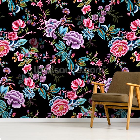 Sirohi Black Wall Mural | Wallsauce UK