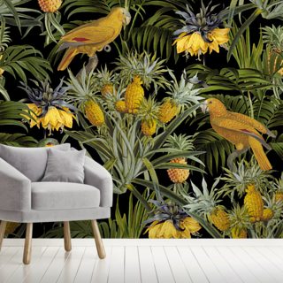 Pineapple Jungle Black Wallpaper Wallsauce Se