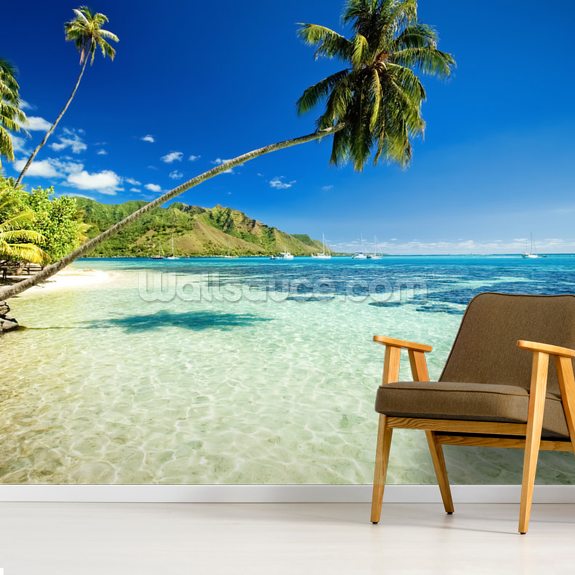 Palm Tree Lagoon Wallpaper | Wallsauce UK