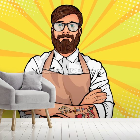 Beard And Tattoos Pop Art Wallpaper Wallsauce Eu