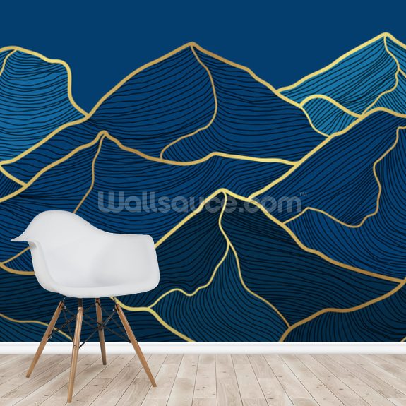 Navy Mountains Wallpaper | Wallsauce UK