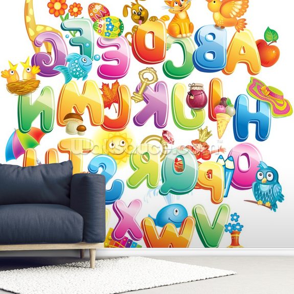 Alphabet for Kids with Pictures Wallpaper Mural | Wallsauce AU