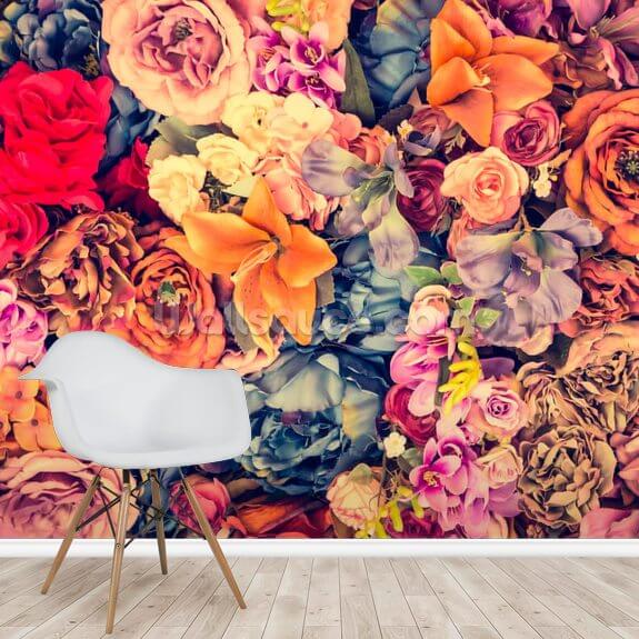 Wall Mural Photo Wallpaper Vintage wallpaper with flowers Nr. u95764