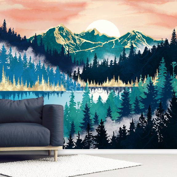 Lake Mist Wallpaper Mural | Wallsauce US