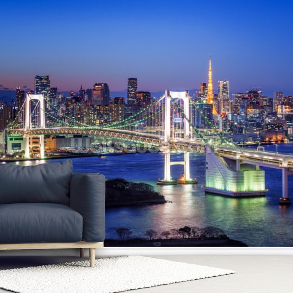 Tokyo Rainbow Bridge Wallpaper Mural Wallsauce Us