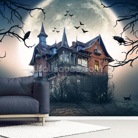 Haunted House Wall Mural | Wallsauce EU