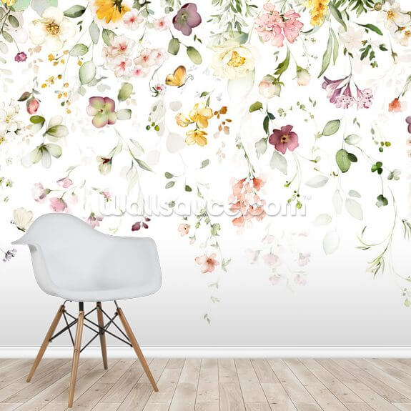 Hanging Meadow Flowers Wallpaper | Wallsauce UK