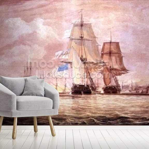 Schetsky's HMS Shannon leading Chesapeake Mural | Wallsauce US