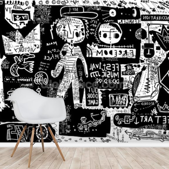 Graffiti - Black and White Wallpaper | Wallsauce CA