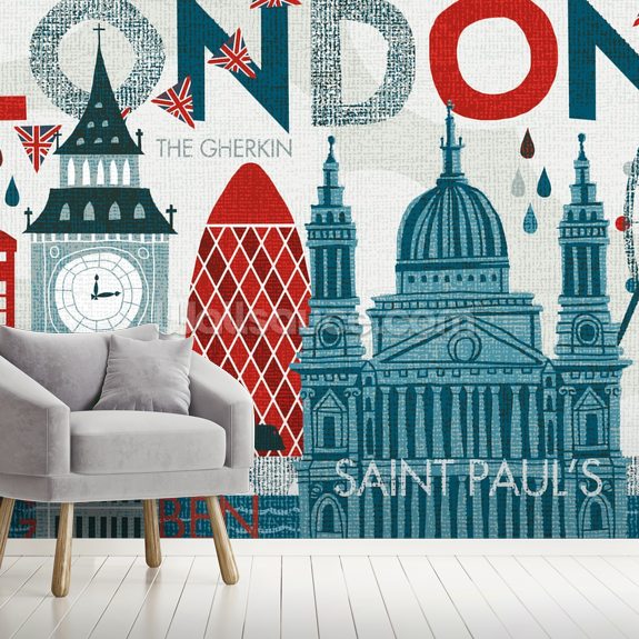 Hello London Wall Mural | Wallsauce UK