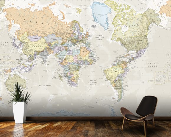 Classic World Map Wall Mural And Classic World Map Wallpaper Wallsauce Uk 0999